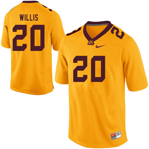 Men #20 Donald Willis Minnesota Golden Gophers College Football Jerseys Sale-Yellow